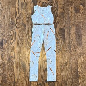 Tennis Racket Print Tank and Leggings Set